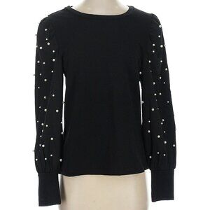 Boston Proper Pearl Embellished Sleeve Pullover Sweater S